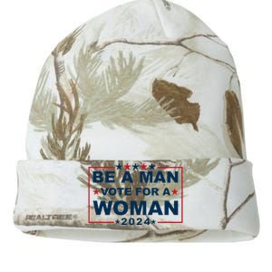 Be A Man Vote For A Woman Kamala Harris 2024 Kati Licensed 12" Camo Beanie