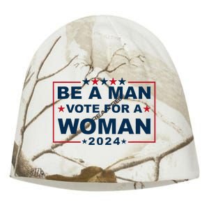 Be A Man Vote For A Woman Kamala Harris 2024 Kati - Camo Knit Beanie