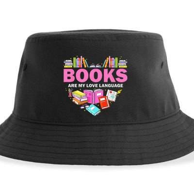 Books Are My Love Language Reading Lover Librarian Valentine Sustainable Bucket Hat