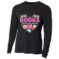 Books Are My Love Language Reading Lover Librarian Valentine Cooling Performance Long Sleeve Crew