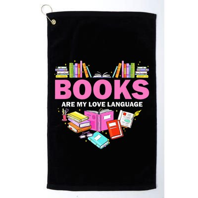 Books Are My Love Language Reading Lover Librarian Valentine Golf Towel