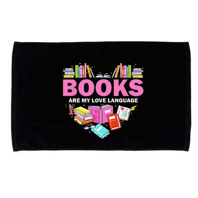 Books Are My Love Language Reading Lover Librarian Valentine Microfiber Hand Towel
