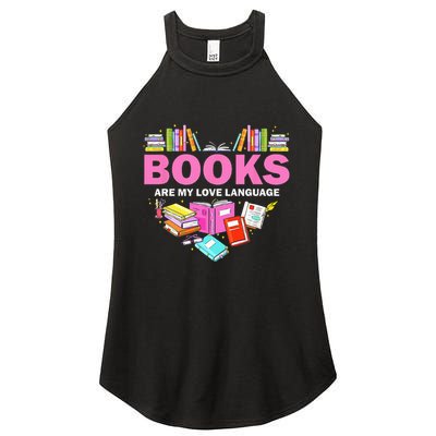 Books Are My Love Language Reading Lover Librarian Valentine Women's Perfect Tri Rocker Tank