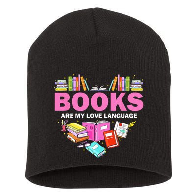 Books Are My Love Language Reading Lover Librarian Valentine Short Acrylic Beanie