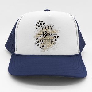 Baby Announcet Mama Leopard Mom And Boss Wife Mother's Day Gift Trucker Hat