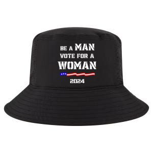 Be A Man Vote For A Woman Kamala Harris 2024 Walz Us Flag Cool Comfort Performance Bucket Hat