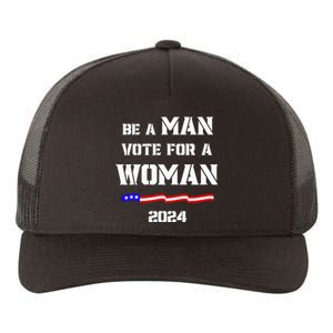 Be A Man Vote For A Woman Kamala Harris 2024 Walz Us Flag Yupoong Adult 5-Panel Trucker Hat