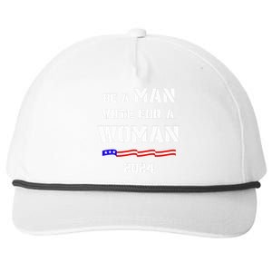 Be A Man Vote For A Woman Kamala Harris 2024 Walz Us Flag Snapback Five-Panel Rope Hat