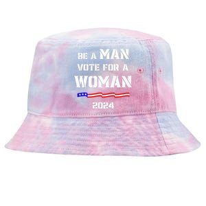 Be A Man Vote For A Woman Kamala Harris 2024 Walz Us Flag Tie-Dyed Bucket Hat