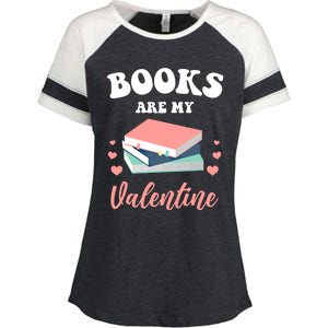 Books Are My Valentine Valentines Day Librarian Book Gift Enza Ladies Jersey Colorblock Tee