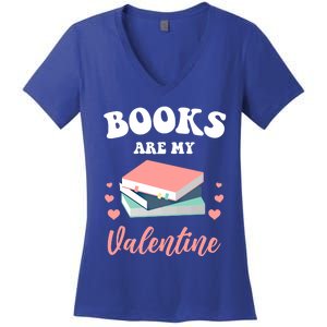 Books Are My Valentine Valentines Day Librarian Book Gift Women's V-Neck T-Shirt