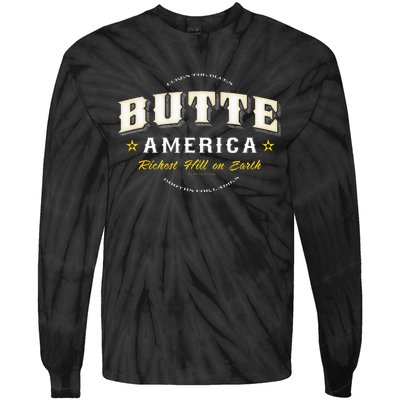 Butte America Montana Copper Miner Mining Tie-Dye Long Sleeve Shirt