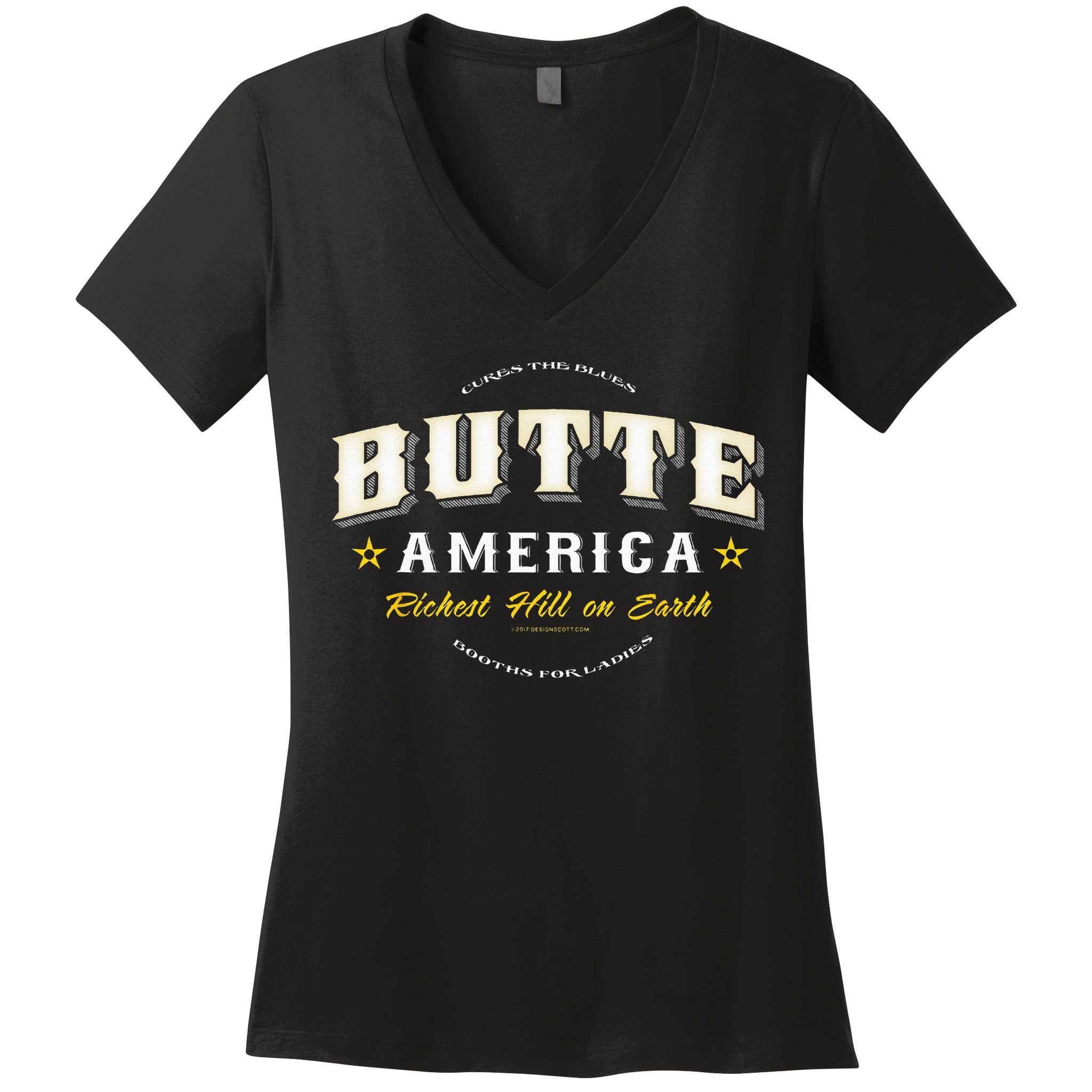 Butte America Montana Copper Miner Mining Women's V-Neck T-Shirt