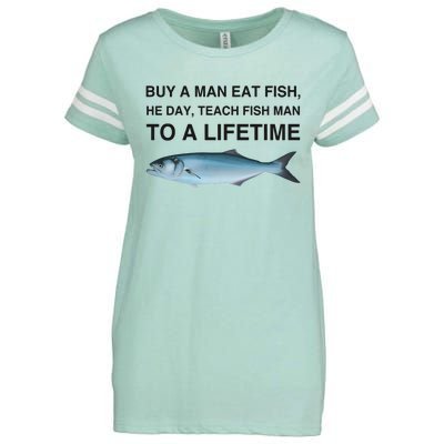 Buy A Man Eat Fish He Day Teach Fish Man To A Lifetime Enza Ladies Jersey Football T-Shirt