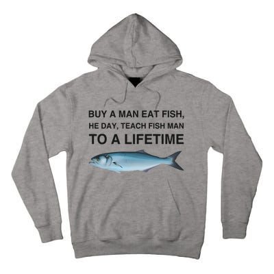 Buy A Man Eat Fish He Day Teach Fish Man To A Lifetime Tall Hoodie