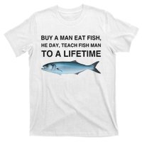 Buy A Man Eat Fish He Day Teach Fish Man To A Lifetime T-Shirt