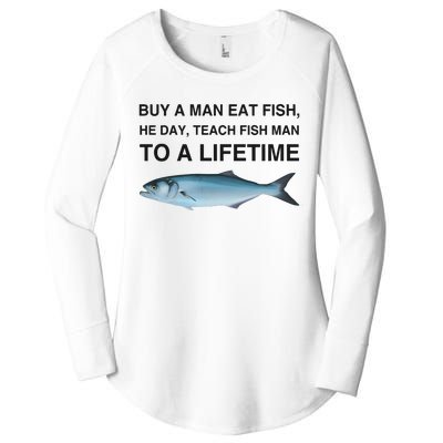 Buy A Man Eat Fish He Day Teach Fish Man To A Lifetime Women's Perfect Tri Tunic Long Sleeve Shirt