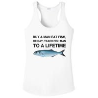 Buy A Man Eat Fish He Day Teach Fish Man To A Lifetime Ladies PosiCharge Competitor Racerback Tank