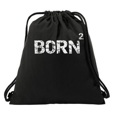 Born Again Math Pun Christian Joke For Born Squared Drawstring Bag
