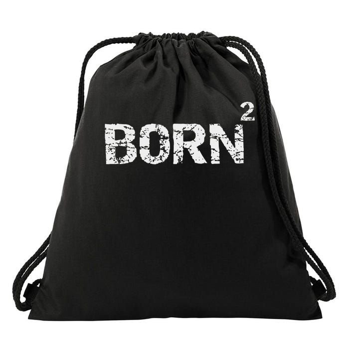 Born Again Math Pun Christian Joke For Born Squared Drawstring Bag