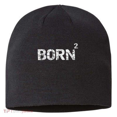 Born Again Math Pun Christian Joke For Born Squared Sustainable Beanie