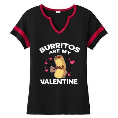 Burritos Are My Valentine Mexican Taco Mustache Food Ladies Halftime Notch Neck Tee