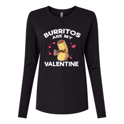 Burritos Are My Valentine Mexican Taco Mustache Food Womens Cotton Relaxed Long Sleeve T-Shirt