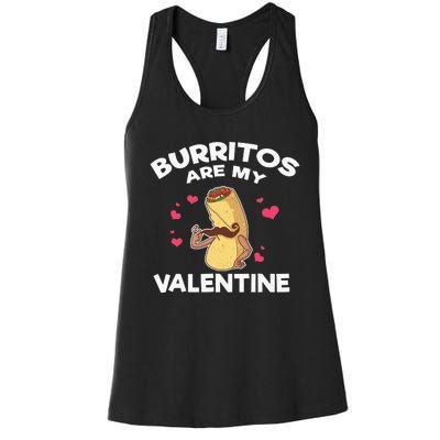 Burritos Are My Valentine Mexican Taco Mustache Food Women's Racerback Tank