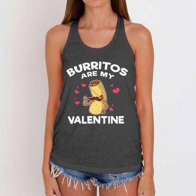 Burritos Are My Valentine Mexican Taco Mustache Food Women's Knotted Racerback Tank