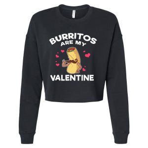 Burritos Are My Valentine Mexican Taco Mustache Food Cropped Pullover Crew