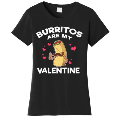 Burritos Are My Valentine Mexican Taco Mustache Food Women's T-Shirt