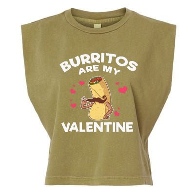 Burritos Are My Valentine Mexican Taco Mustache Food Garment-Dyed Women's Muscle Tee