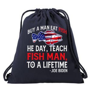 Buy A Man Eat Fish Funny Joe Biden Quote Drawstring Bag