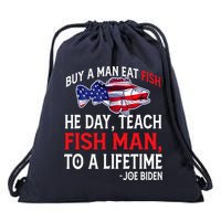 Buy A Man Eat Fish Funny Joe Biden Quote Drawstring Bag