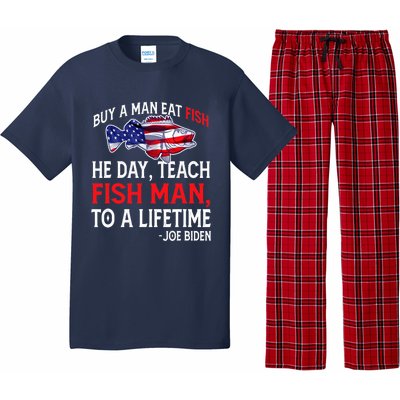 Buy A Man Eat Fish Funny Joe Biden Quote Pajama Set