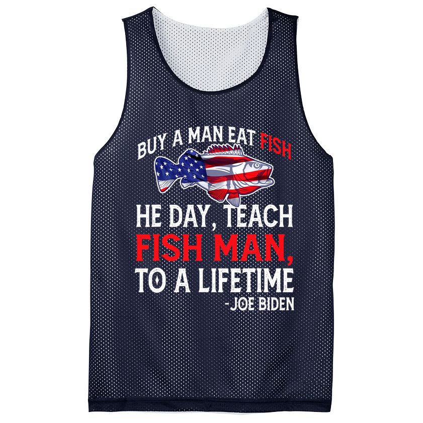 Buy A Man Eat Fish Funny Joe Biden Quote Mesh Reversible Basketball Jersey Tank