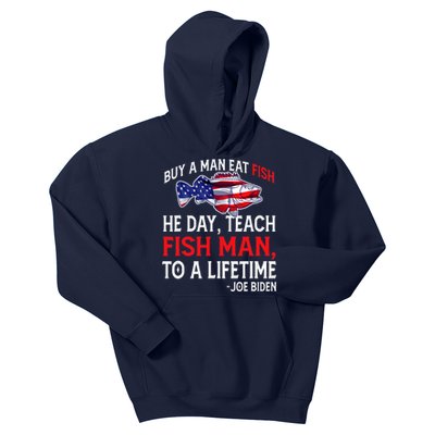 Buy A Man Eat Fish Funny Joe Biden Quote Kids Hoodie