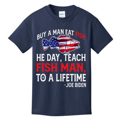 Buy A Man Eat Fish Funny Joe Biden Quote Kids T-Shirt