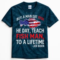 Buy A Man Eat Fish Funny Joe Biden Quote Kids Tie-Dye T-Shirt