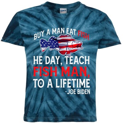 Buy A Man Eat Fish Funny Joe Biden Quote Kids Tie-Dye T-Shirt