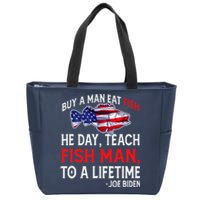 Buy A Man Eat Fish Funny Joe Biden Quote Zip Tote Bag