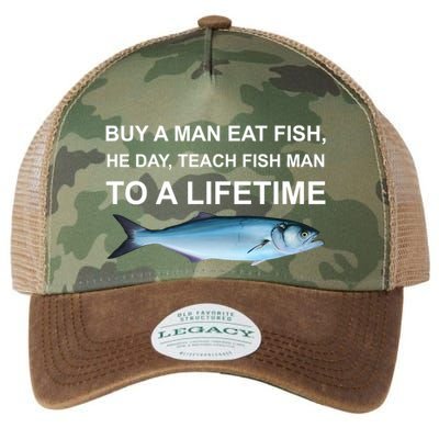 Buy A Man Eat Fish He Day Teach Fish Man To A Lifetime Funny Meme Legacy Tie Dye Trucker Hat
