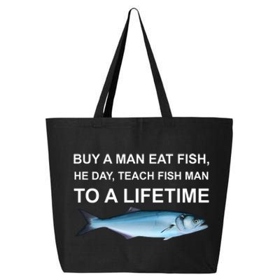 Buy A Man Eat Fish He Day Teach Fish Man To A Lifetime Funny Meme 25L Jumbo Tote