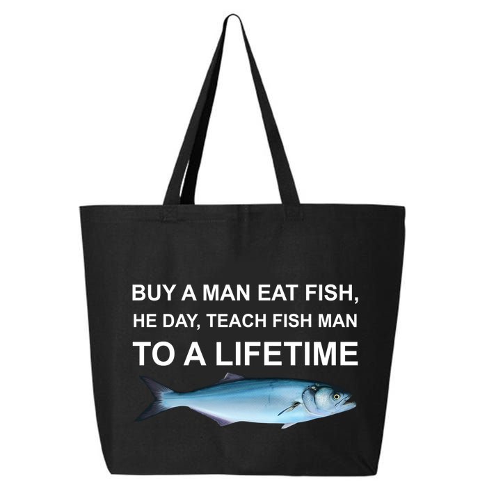 Buy A Man Eat Fish He Day Teach Fish Man To A Lifetime Funny Meme 25L Jumbo Tote