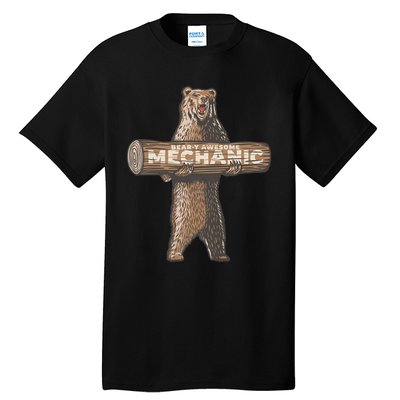 Beary Awesome Mechanic Funny Auto Repair Saying Tall T-Shirt