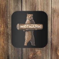 Beary Awesome Mechanic Funny Auto Repair Saying Coaster