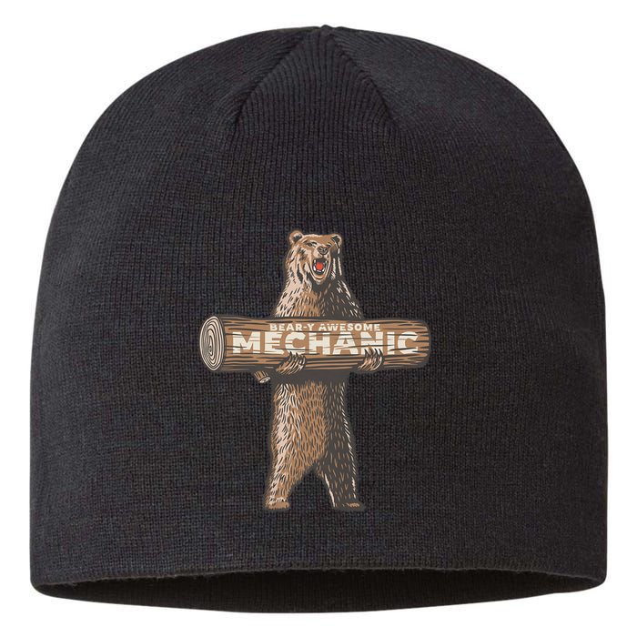 Beary Awesome Mechanic Funny Auto Repair Saying Sustainable Beanie