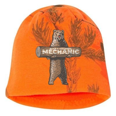 Beary Awesome Mechanic Funny Auto Repair Saying Kati - Camo Knit Beanie