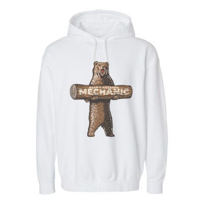 Beary Awesome Mechanic Funny Auto Repair Saying Garment-Dyed Fleece Hoodie