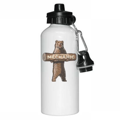 Beary Awesome Mechanic Funny Auto Repair Saying Aluminum Water Bottle